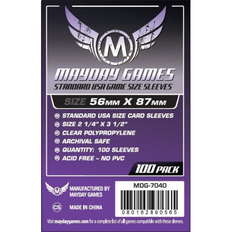[7040] Standard USA Game Size Sleeves 56 MM X 87 MM (100 pack) (Purple)